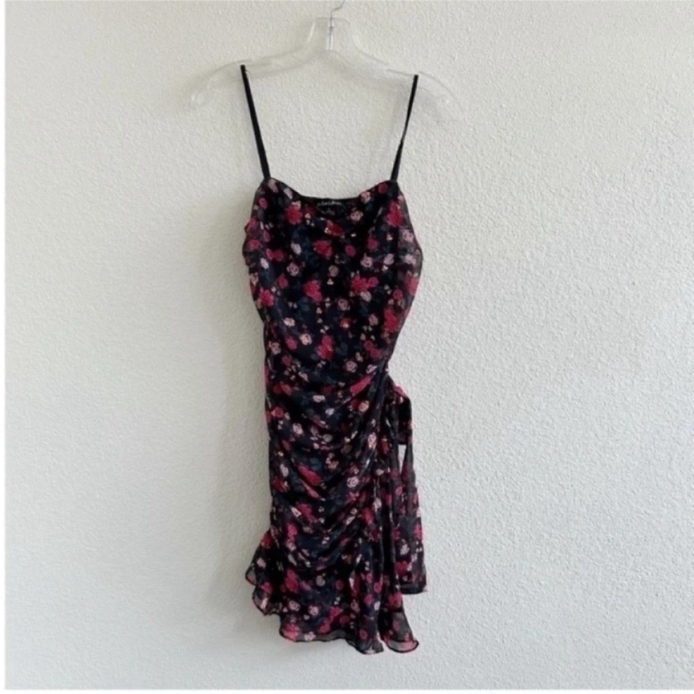 For Love & Lemons Hawn Ruched Floral Ruffle Mini Dress - Picture 3 of 10